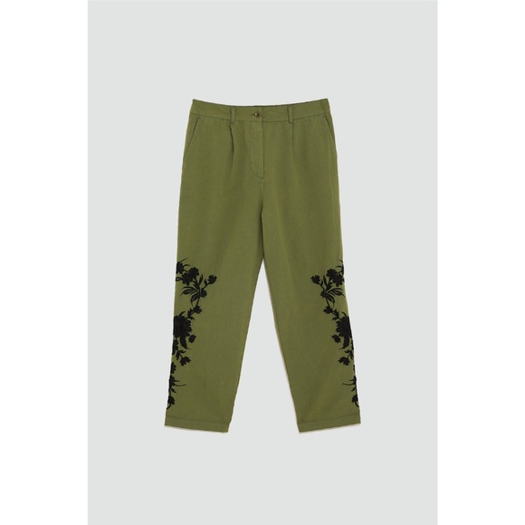 NWOT Zara Boho US 8 Embroidered Chino Pants - Picture 6 of 6